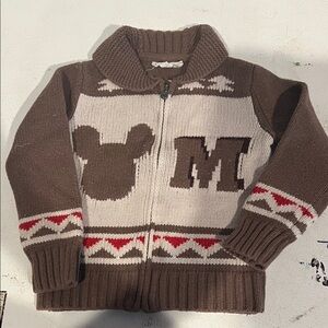 GAP Brown and Cream Kids Sweater with Red Pattern